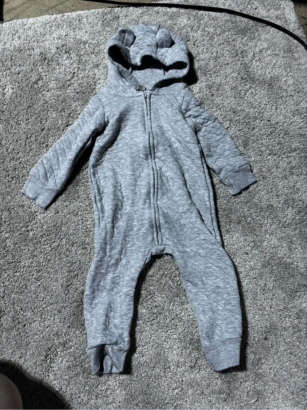 Carter's Heather Gray Hooded Baby One-Piece Footie